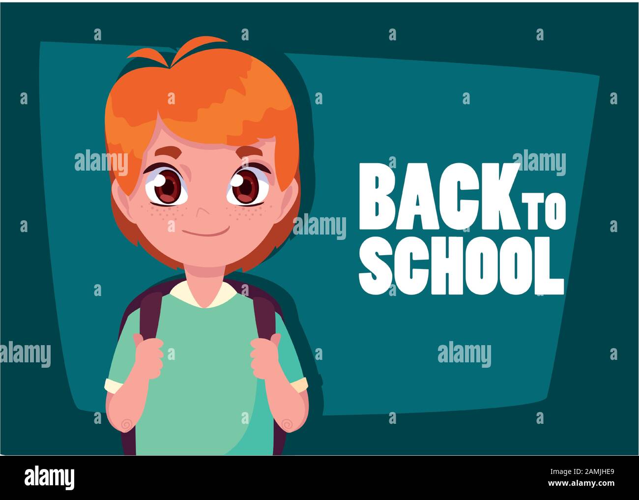 student boy with back to school label, back to school vector ...