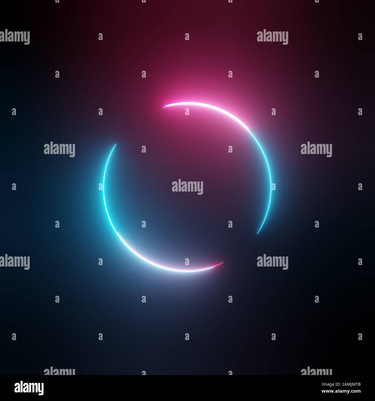 Neon light circle frame on dark background. 3D illustration Stock Photo ...