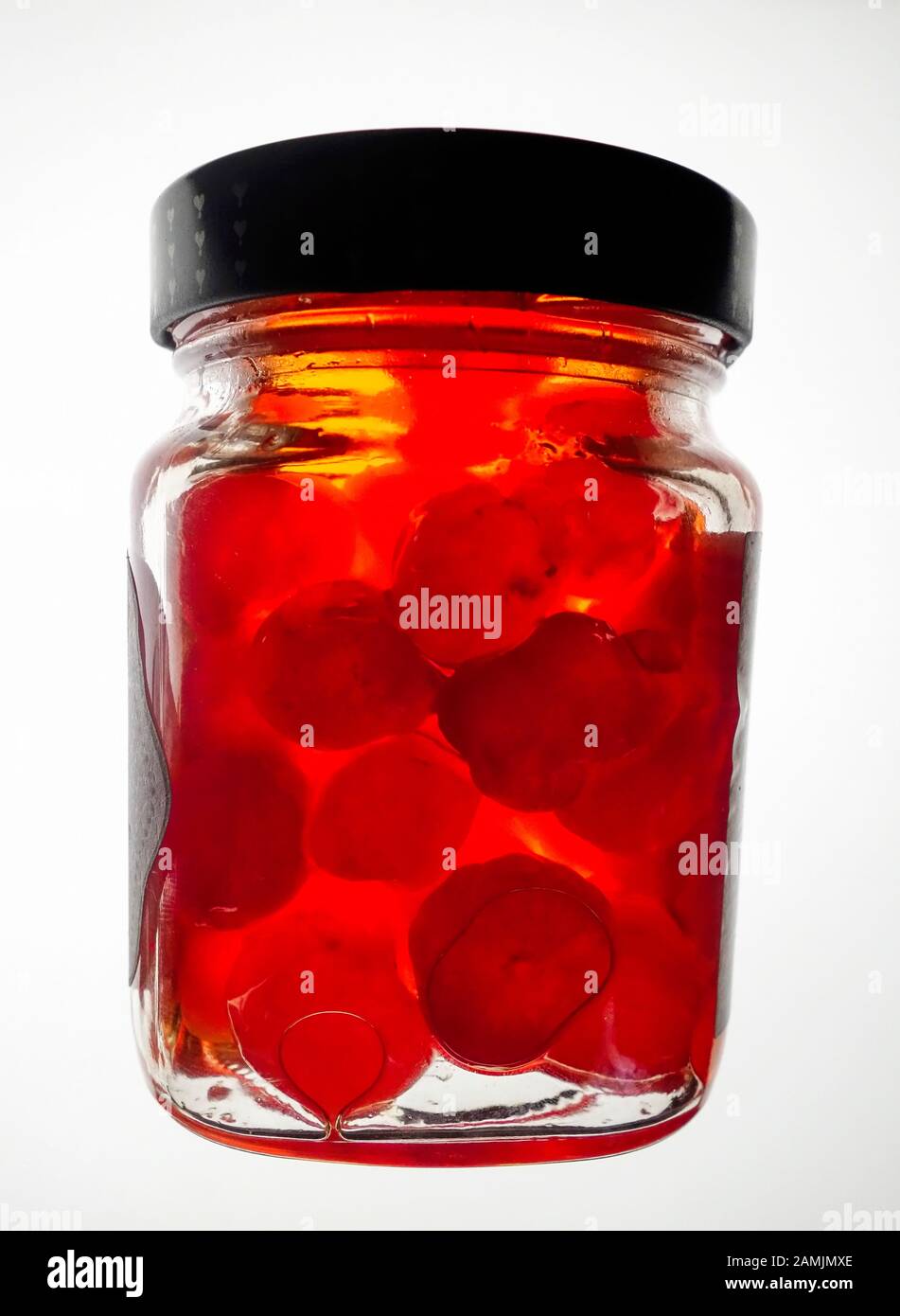 Jar of Greek Cherries preserved in Syrup Stock Photo Alamy