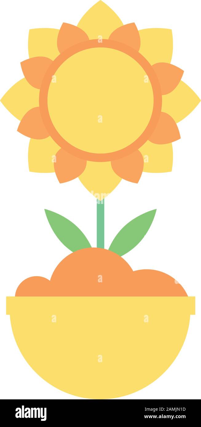 cute sunflower in ceramic pot garden Stock Vector Image & Art - Alamy