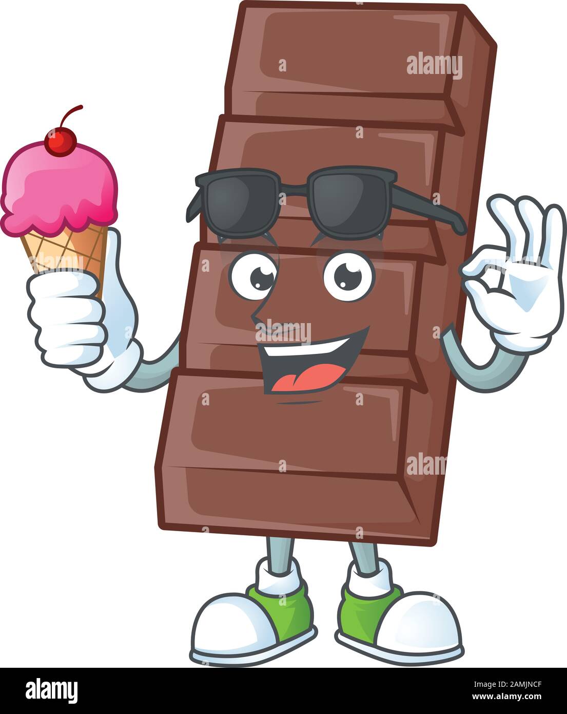 Chocolate bar mascot cartoon design with ice cream Stock Vector Image ...