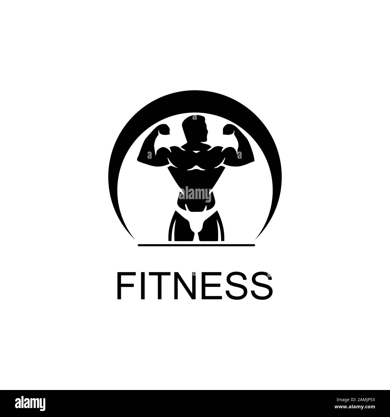 symbol, gym, template, badge, strong, design, muscle, element, emblem, bodybuilding, logo, fitness, body, illustration, sport, man, bodybuilder, vecto Stock Photo