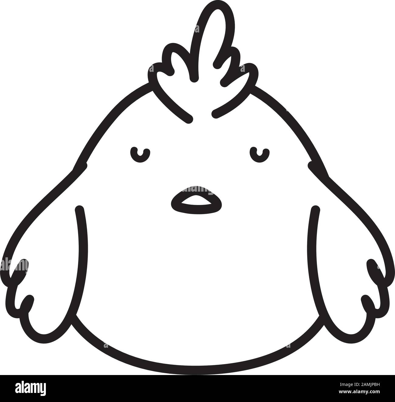 cute little chicken bird animal icon on white background vector ...