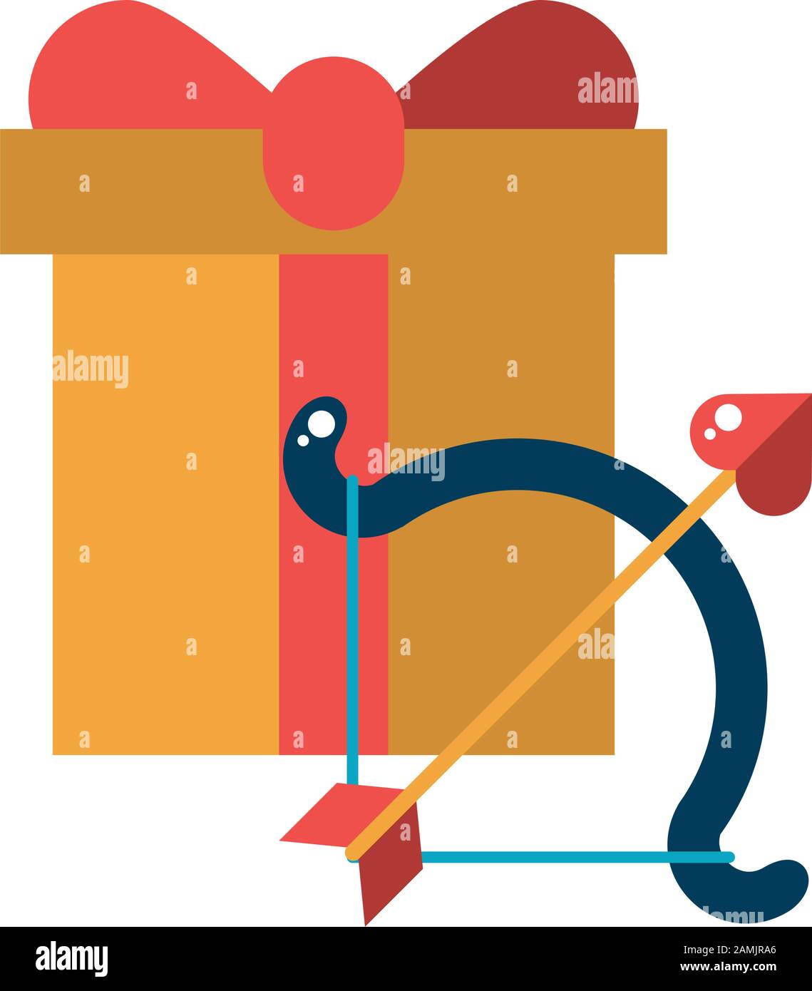 happy valentines day arch and arrow with gift Stock Vector
