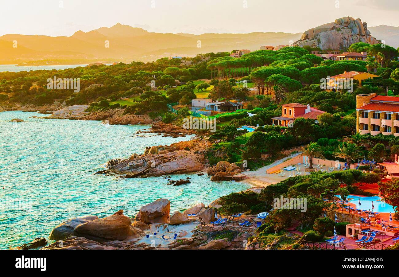 Baja Sardinia Beach Costa Smeralda reflex Stock Photo