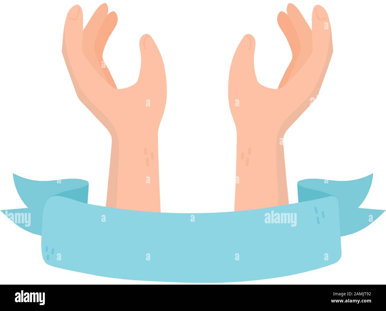 Helping Hand Ribbon hands support ribbon charity and donation concept vector illustration ...