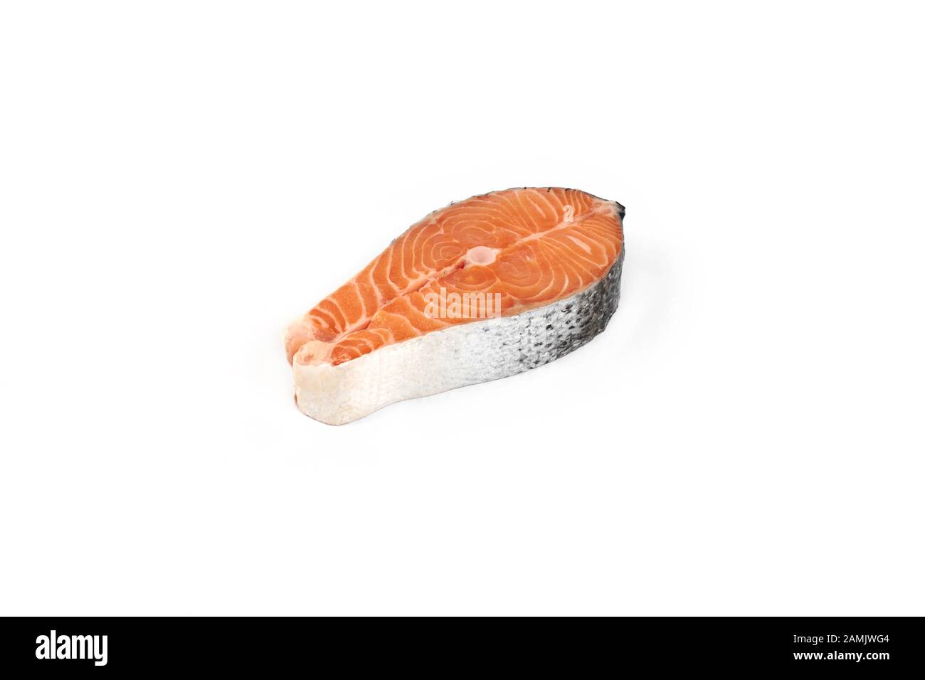 Slice of red fish salmon isolated on white background. Stock Photo