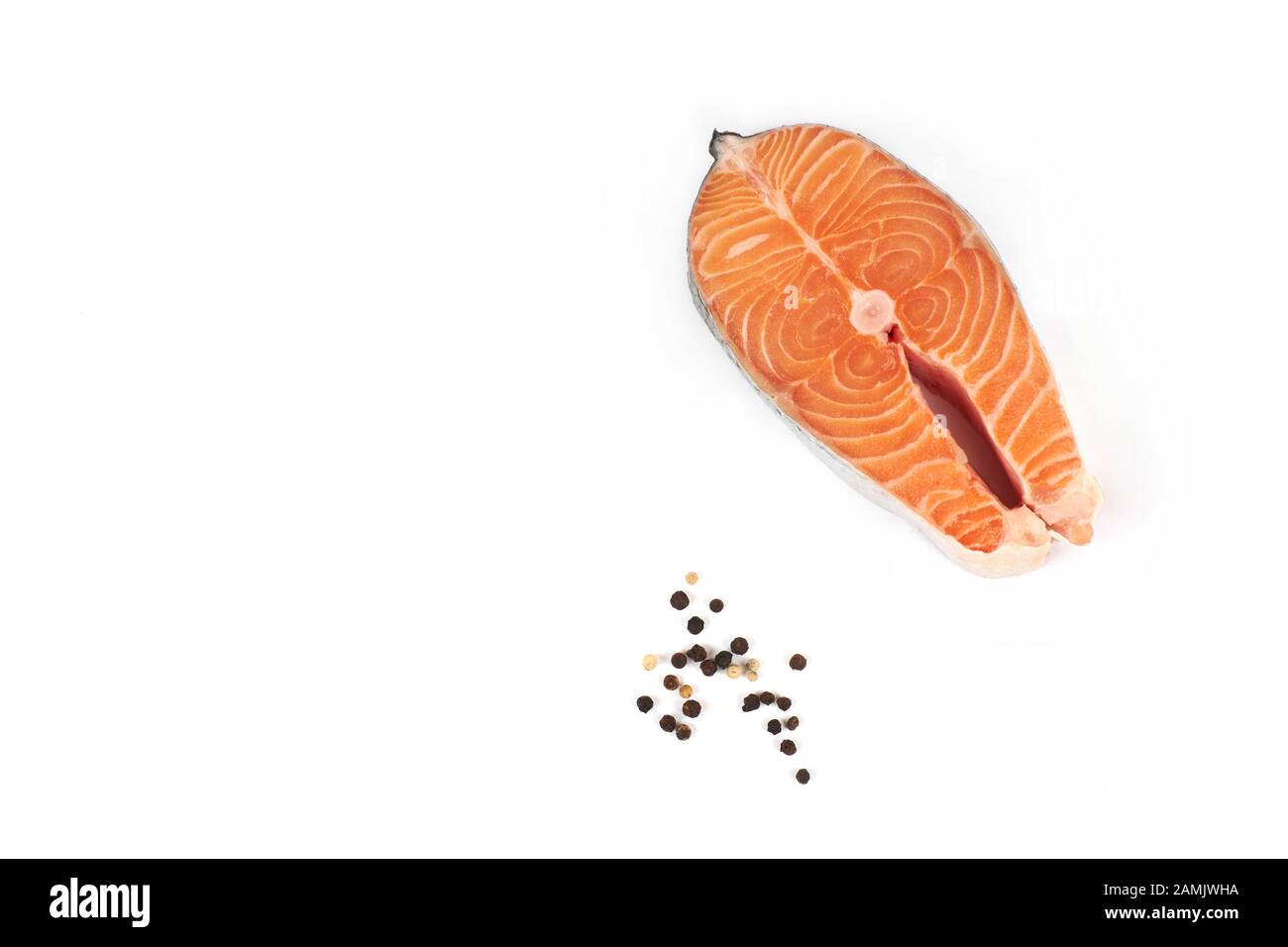 fresh steak of a salmon isolated on white background Stock Photo - Alamy