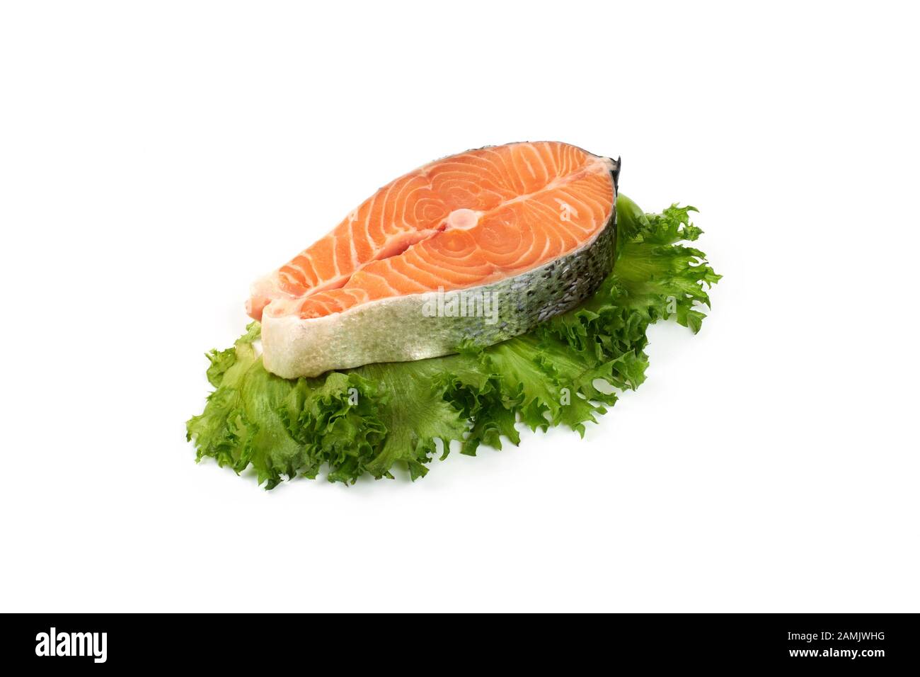 fresh steak of a salmon isolated on white background Stock Photo - Alamy