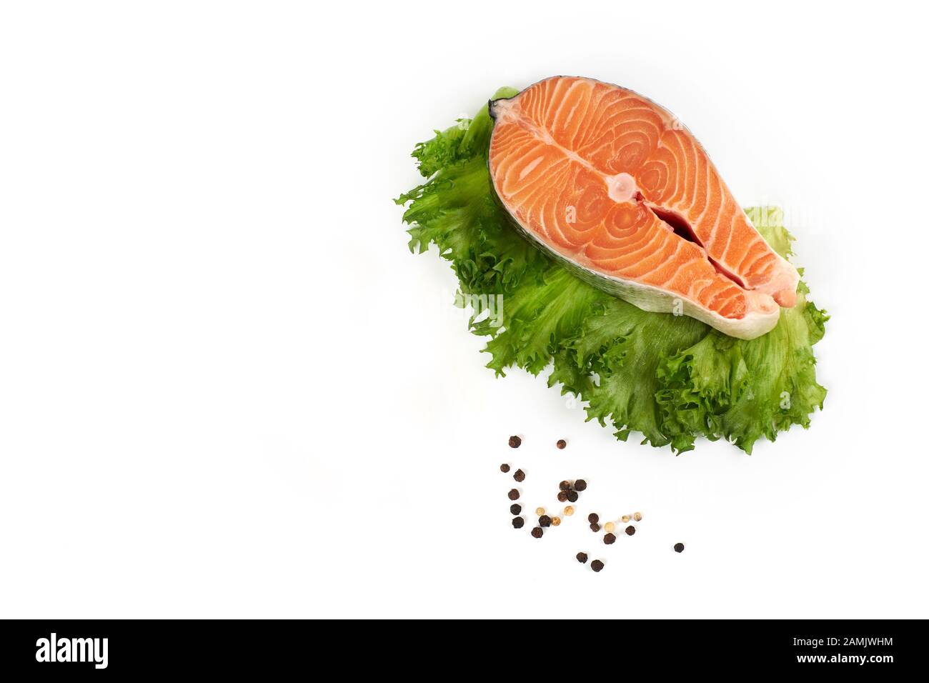 fresh steak of a salmon isolated on white background Stock Photo - Alamy