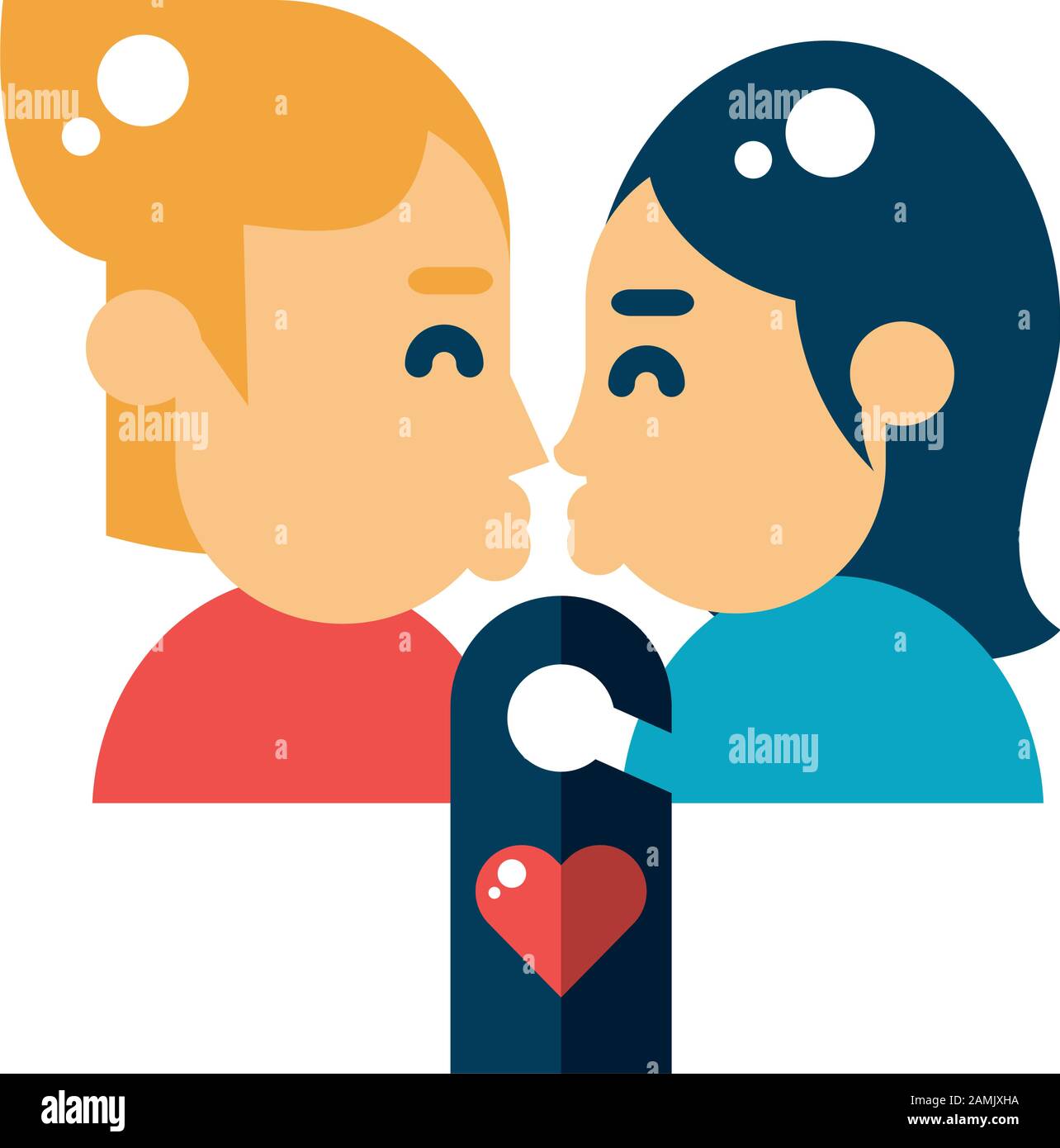 lovers couple with heart hanging Stock Vector Image & Art - Alamy