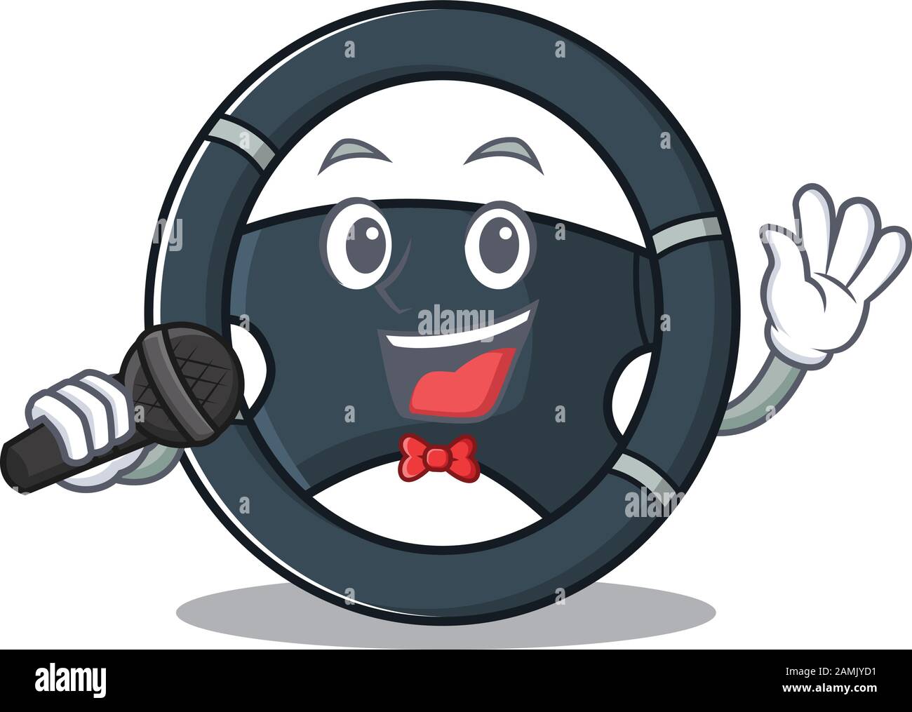 Happy car steering singing on a microphone Stock Vector Image & Art Alamy