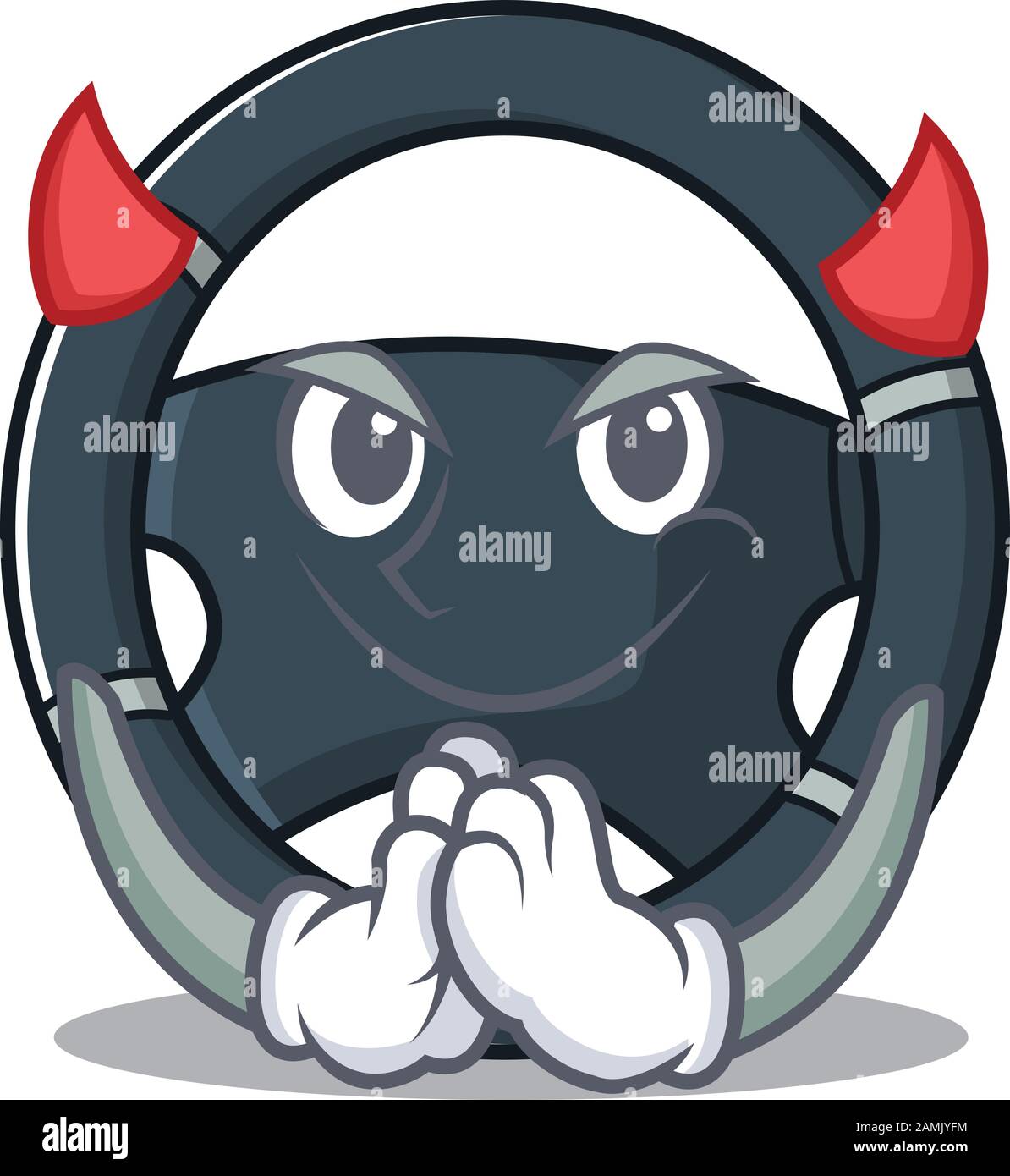 Devil car steering Cartoon in character design Stock Vector