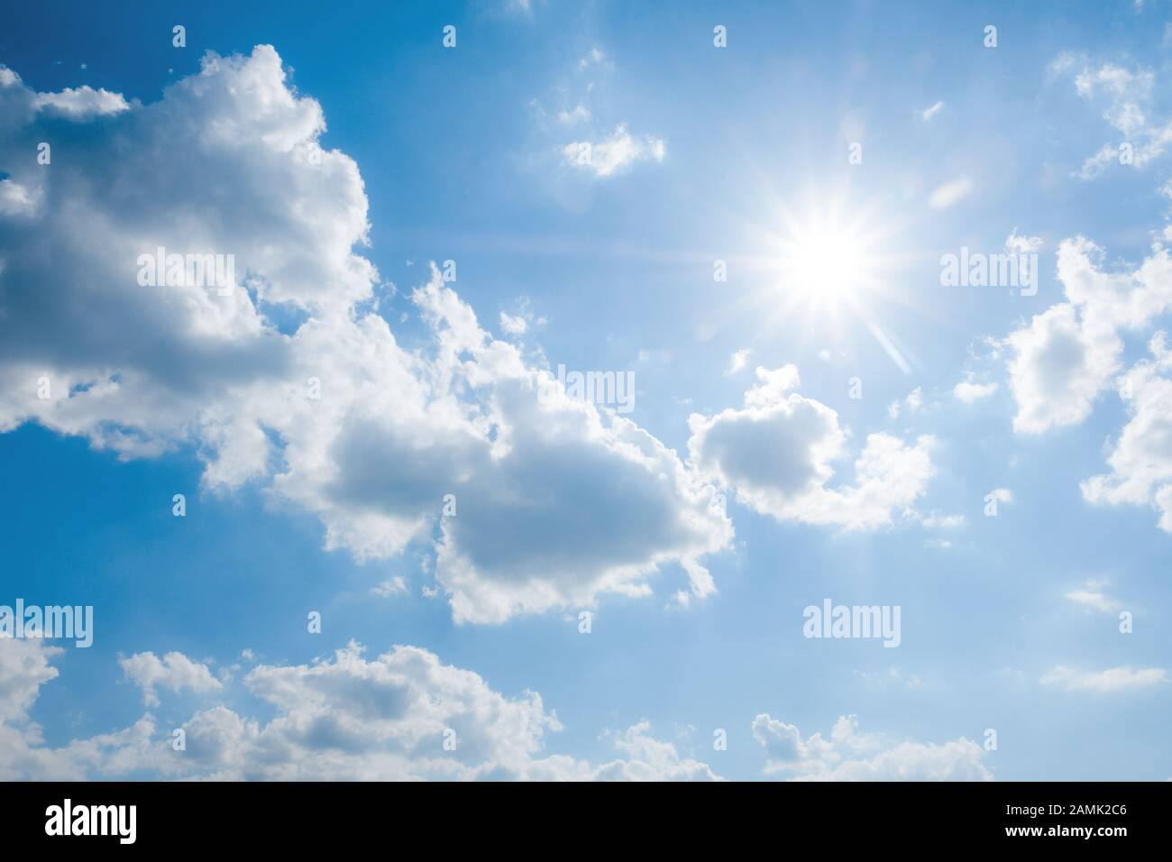 blue sky clouds sun