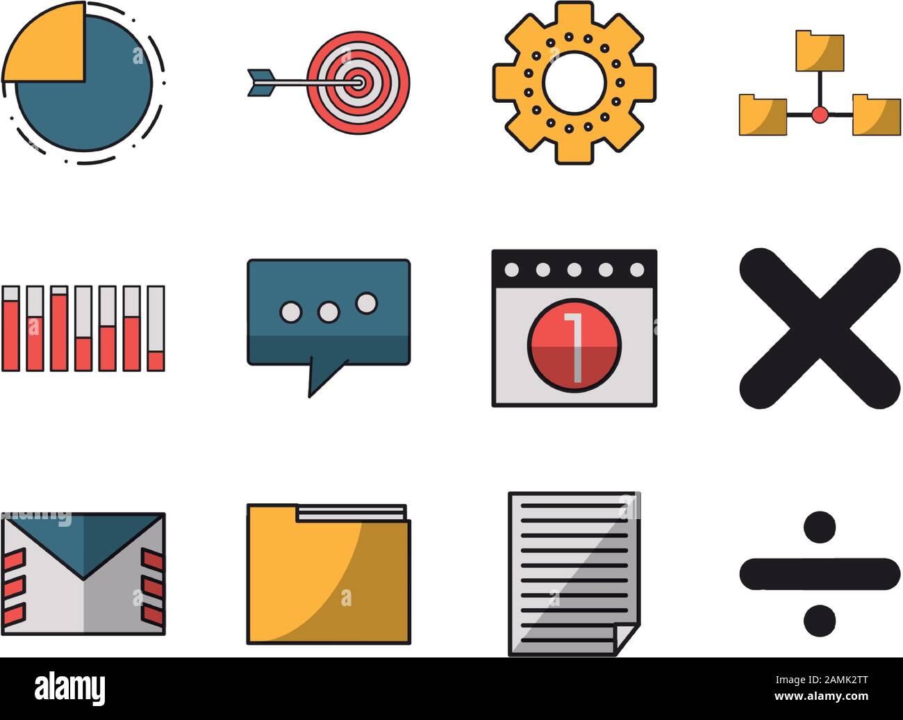 business and statistics set icons Stock Vector