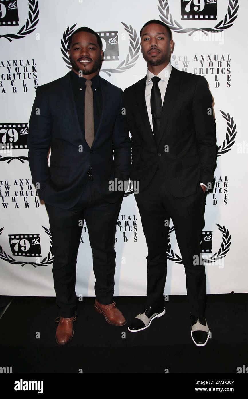 NEW YORK-JAN 6: Director Ryan Coogler (L) and Michael B. Jordan attend the New York Film Critics Circle Awards at the Edison Ballroom. Stock Photo