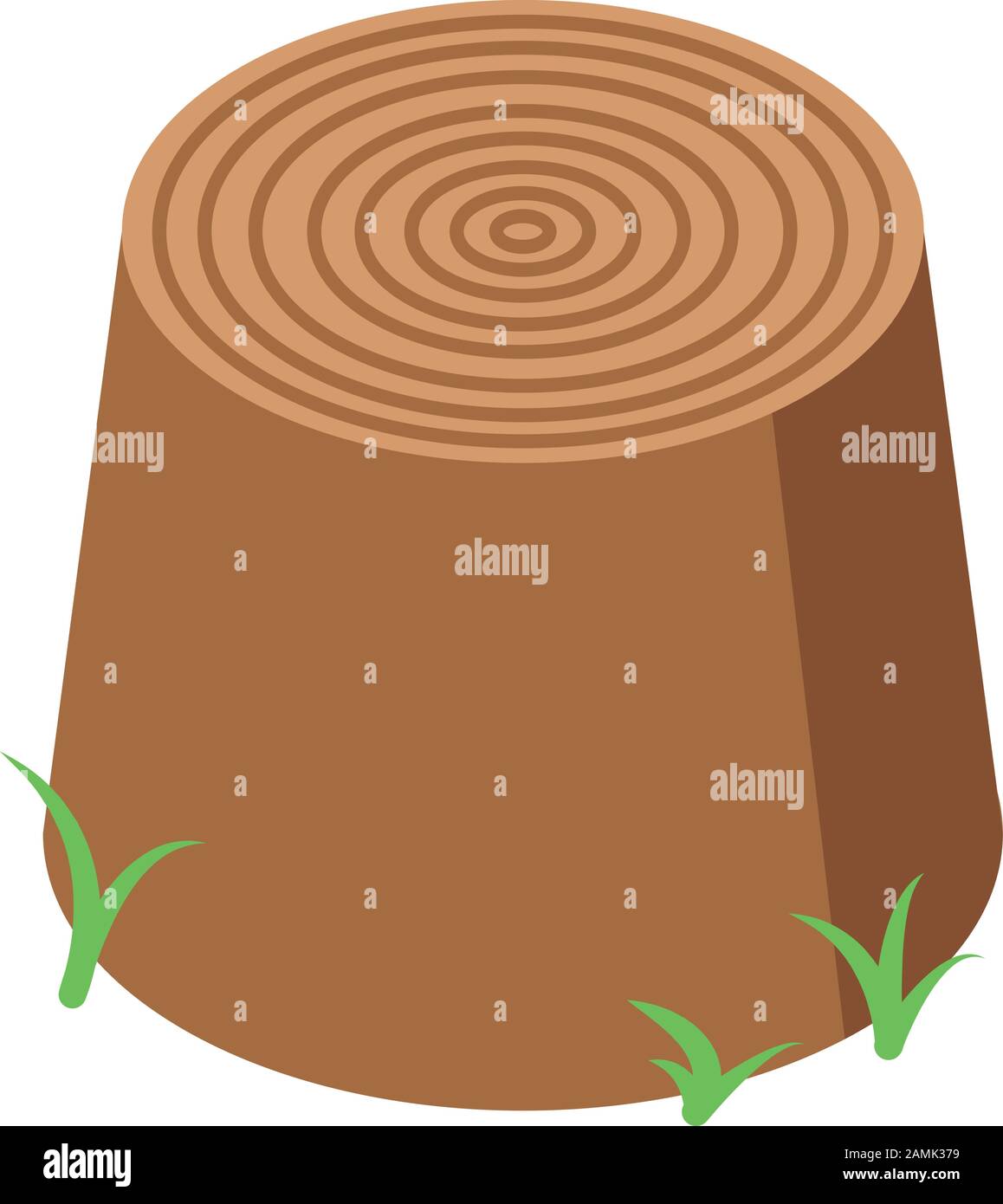 Grass near stump icon, isometric style Stock Vector