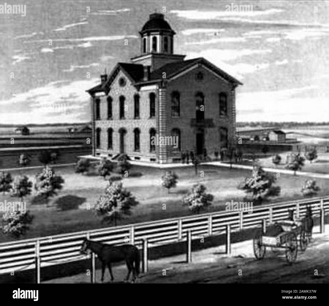 The Clark County, Missouri courthouse as it appeared circa 1878 Stock