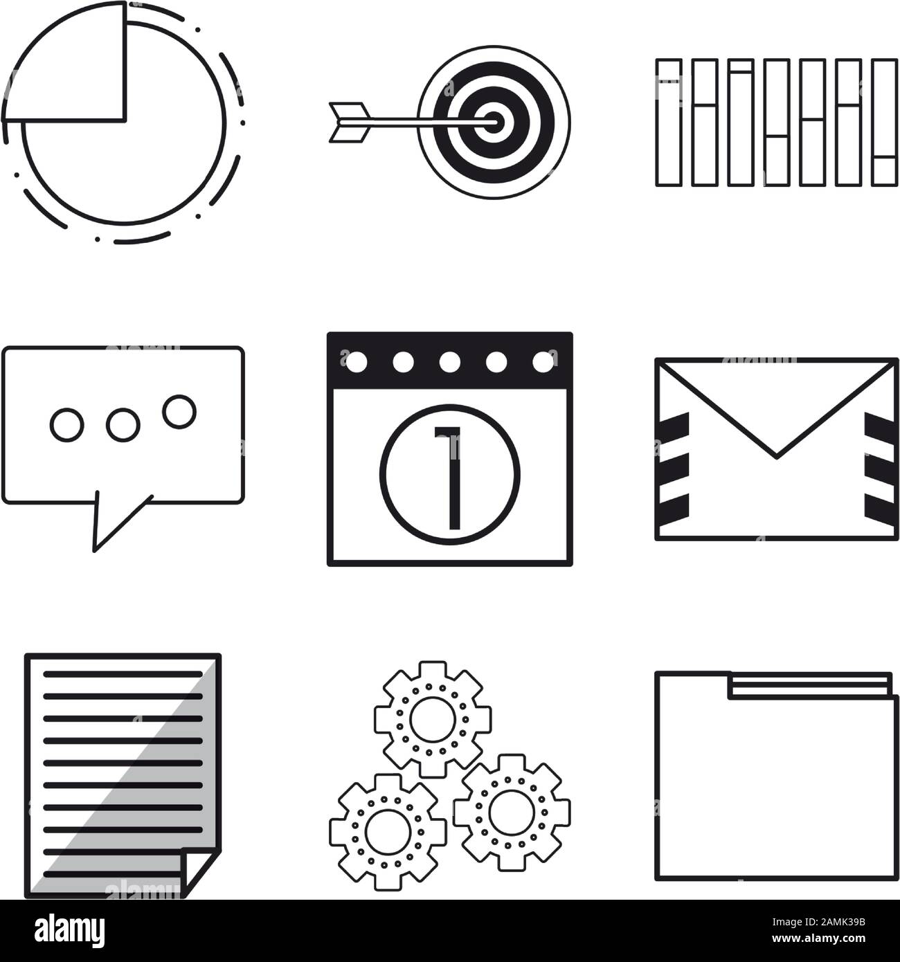 business and statistics set icons Stock Vector