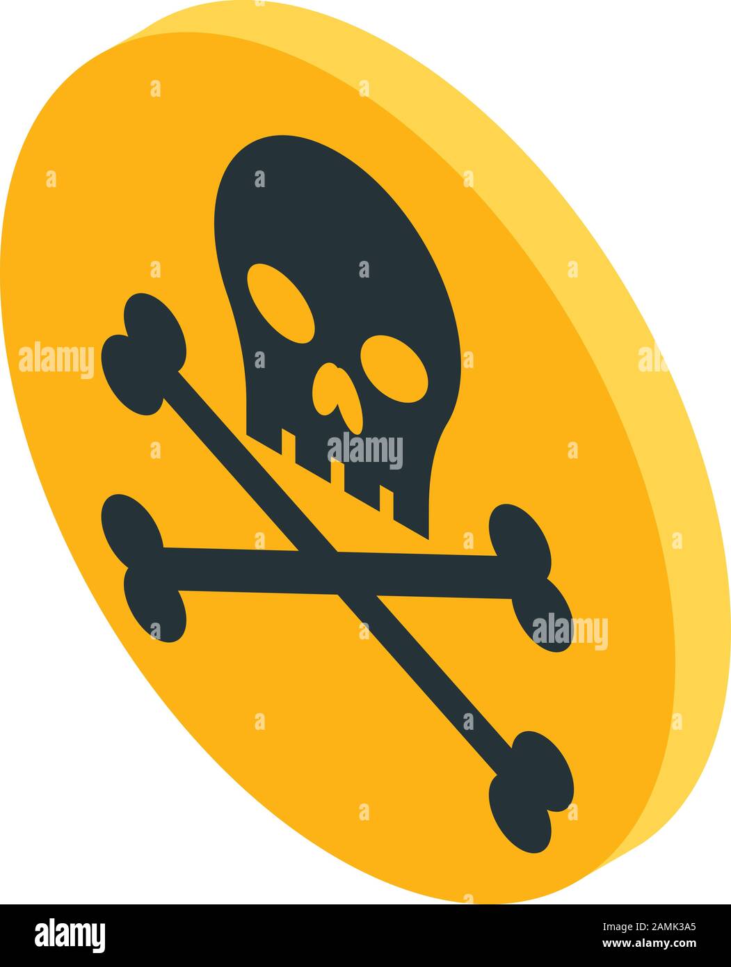 Cross skull radiation icon, isometric style Stock Vector