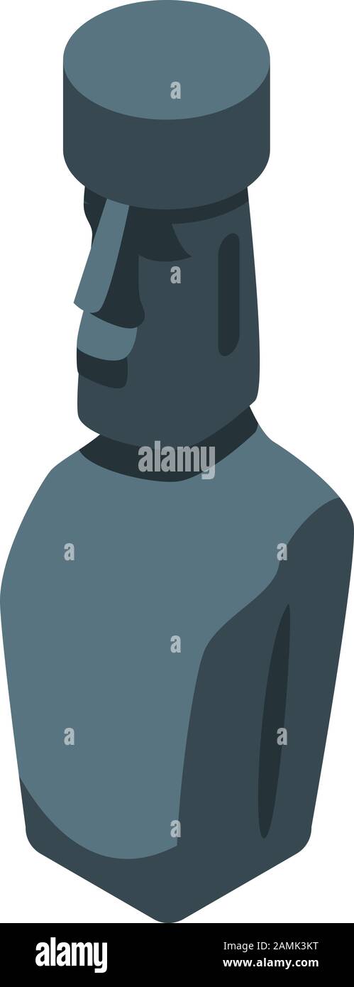 Easter island statue icon, isometric style Stock Vector