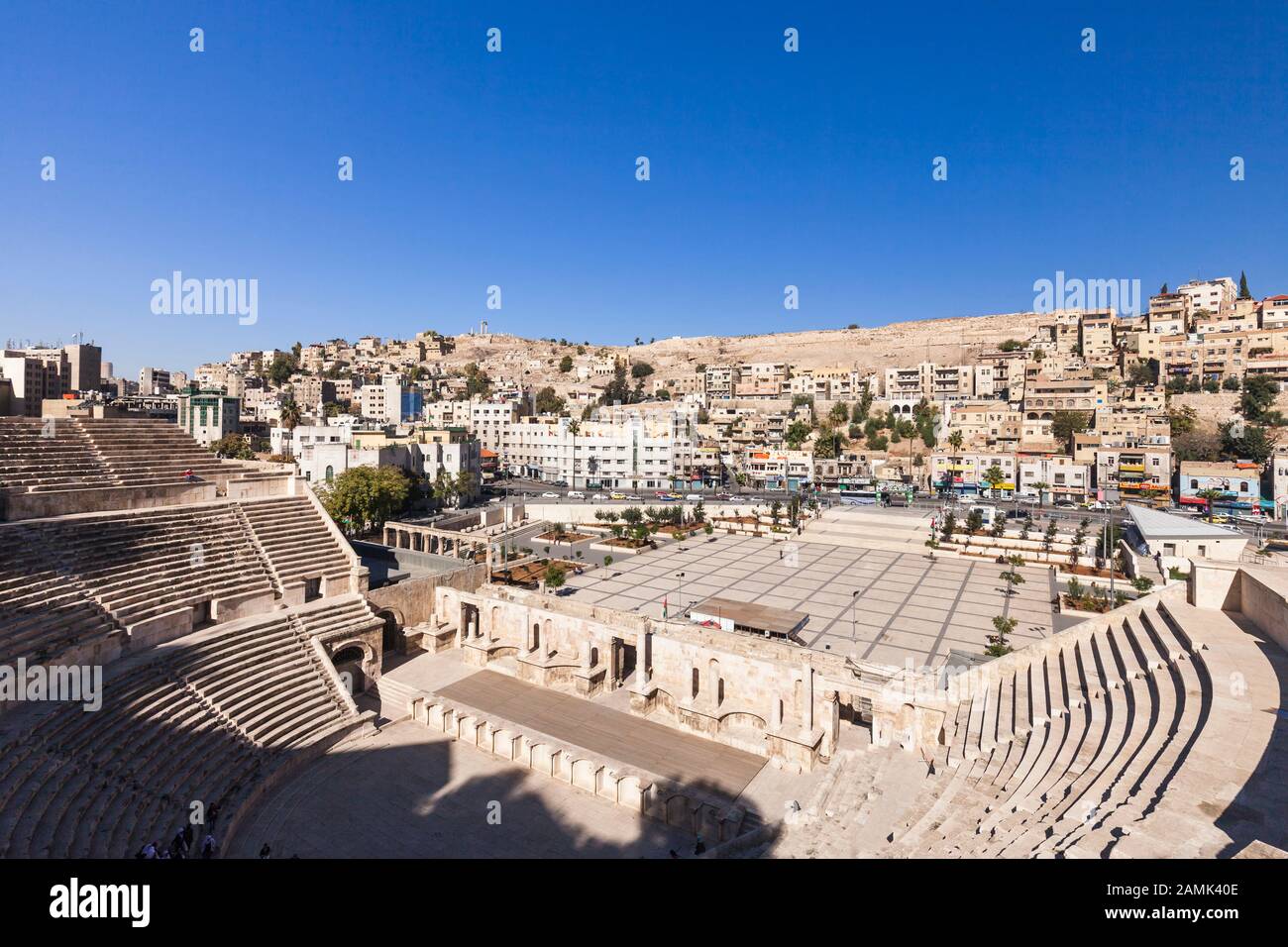 Roman Theater of amman, Dense residential area at downtown, capital, amman city, Jordan, middle east, Asia Stock Photo