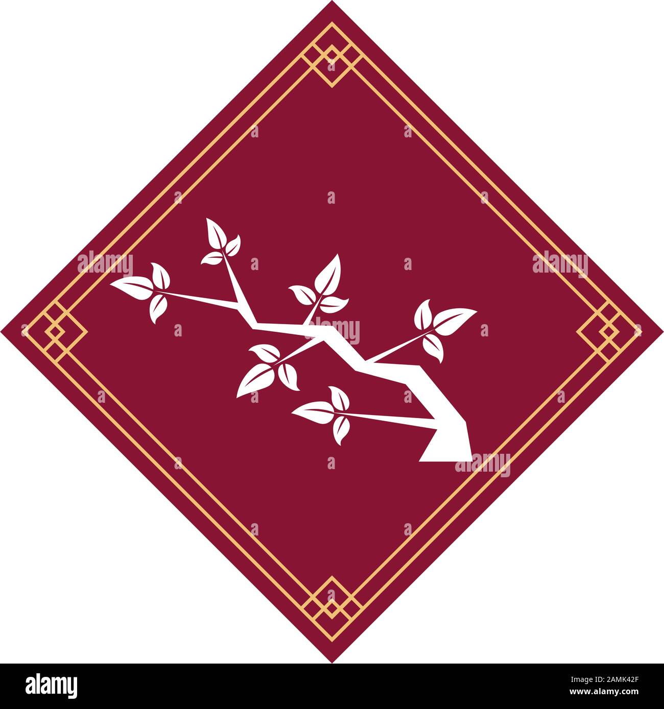 chinese tree branch natural icon Stock Vector Image & Art Alamy