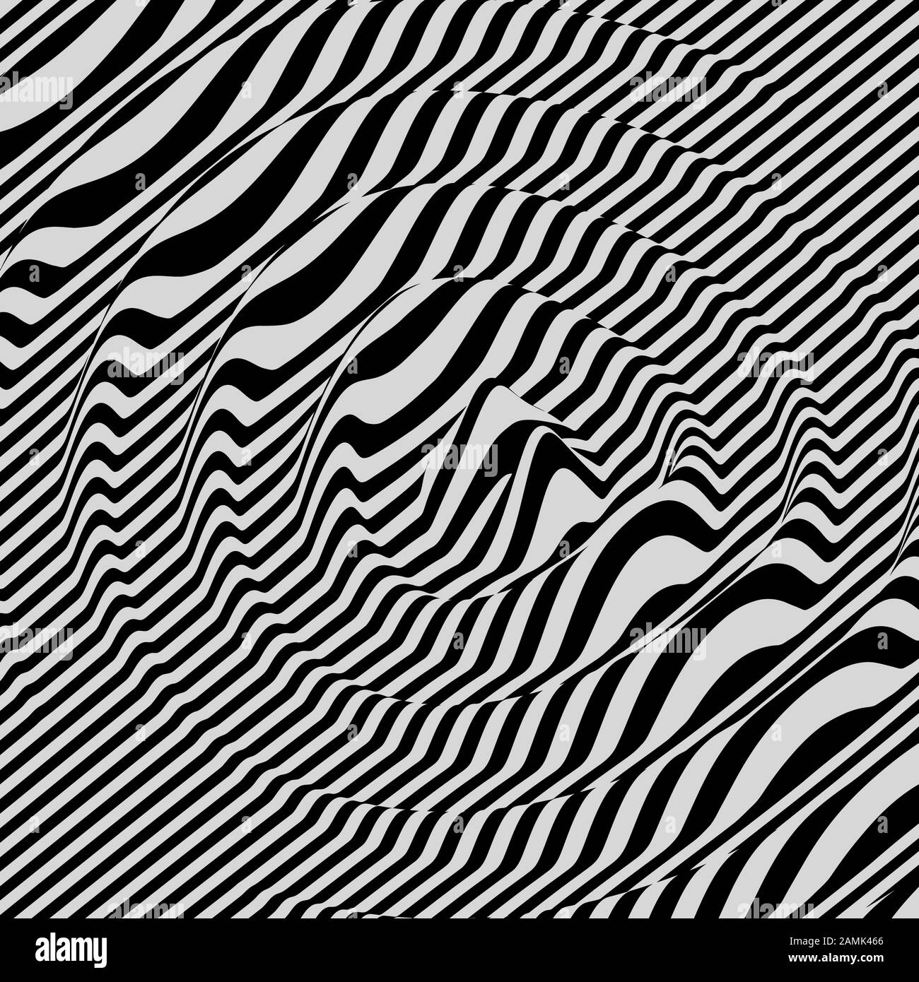 3D wavy background. Dynamic effect. Black and white design. Pattern ...