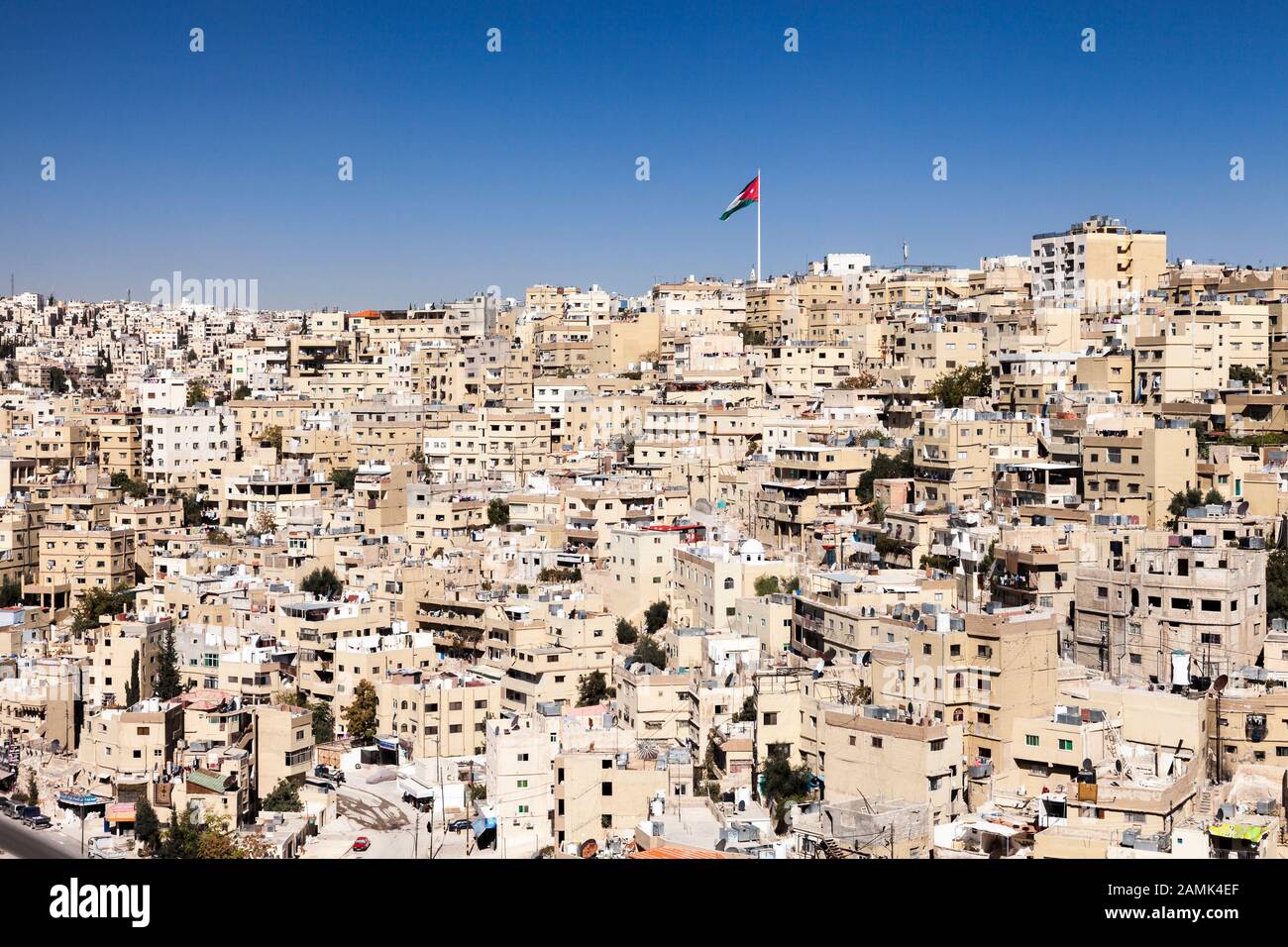 City view from the Citadel, Amman Citadel, Dense residential area at downtown, capital, amman city, Jordan, middle east, Asia Stock Photo