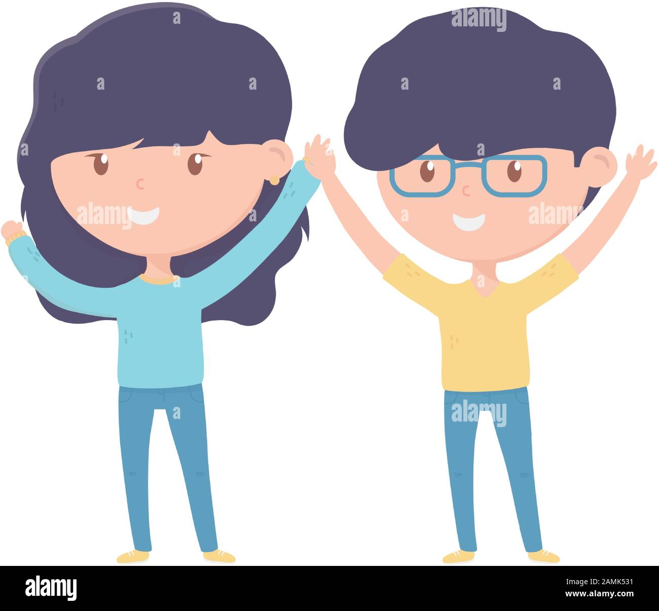 young man and woman cartoon character on white background vector ...
