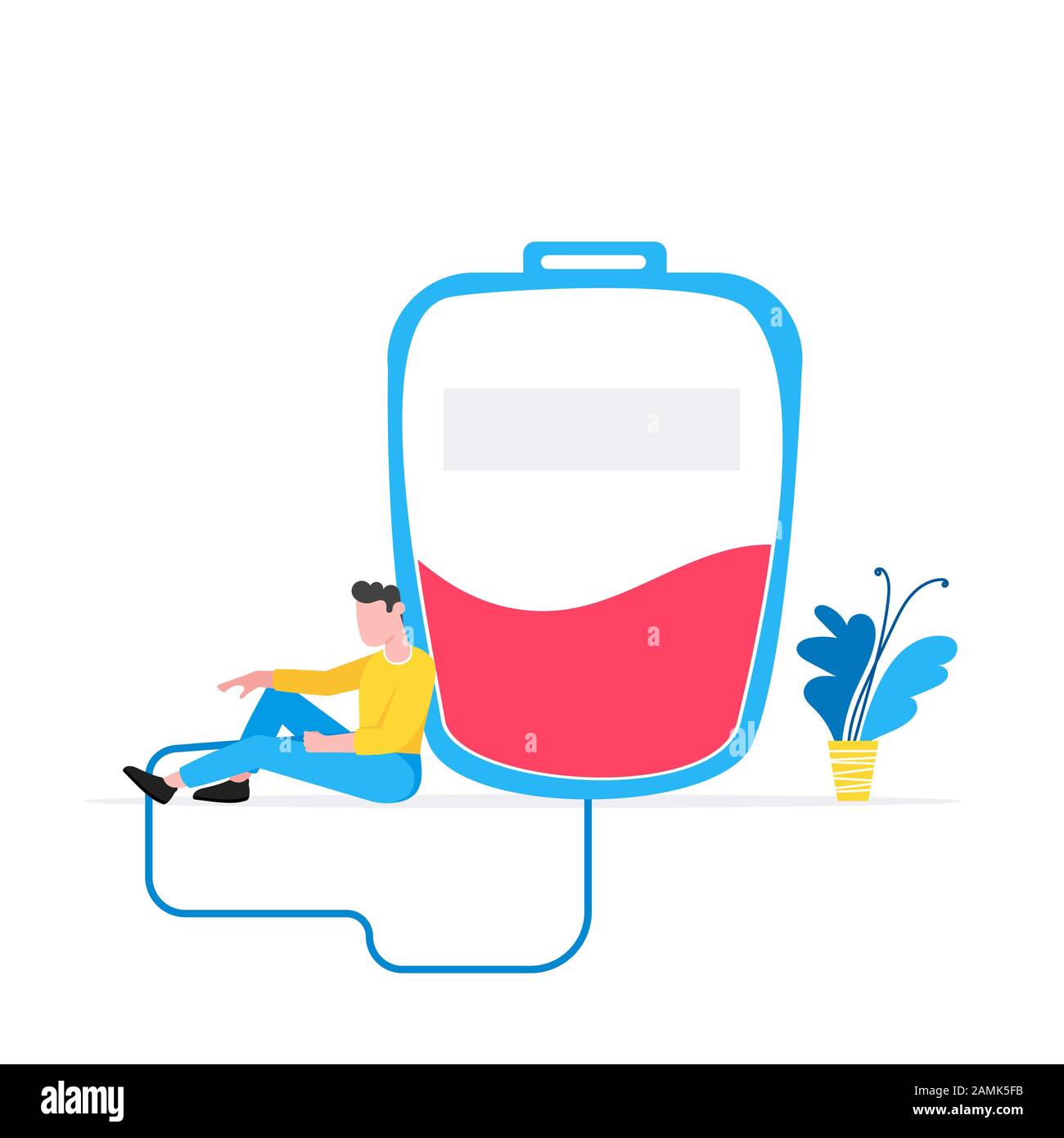 Healthcare blood donation concept with tiny people doctor patient and ...