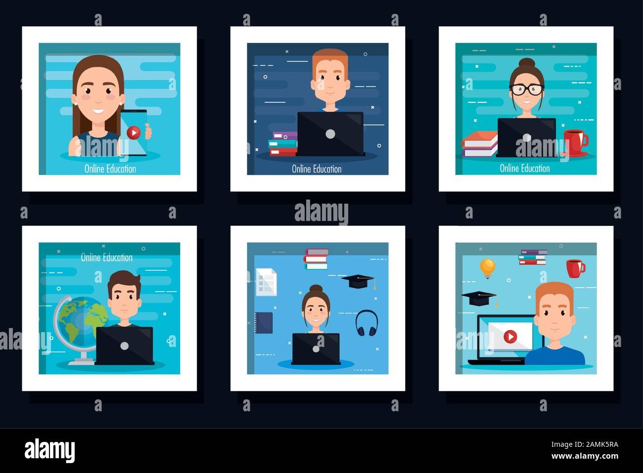 bundle of designs of education online with icons Stock Vector Image ...
