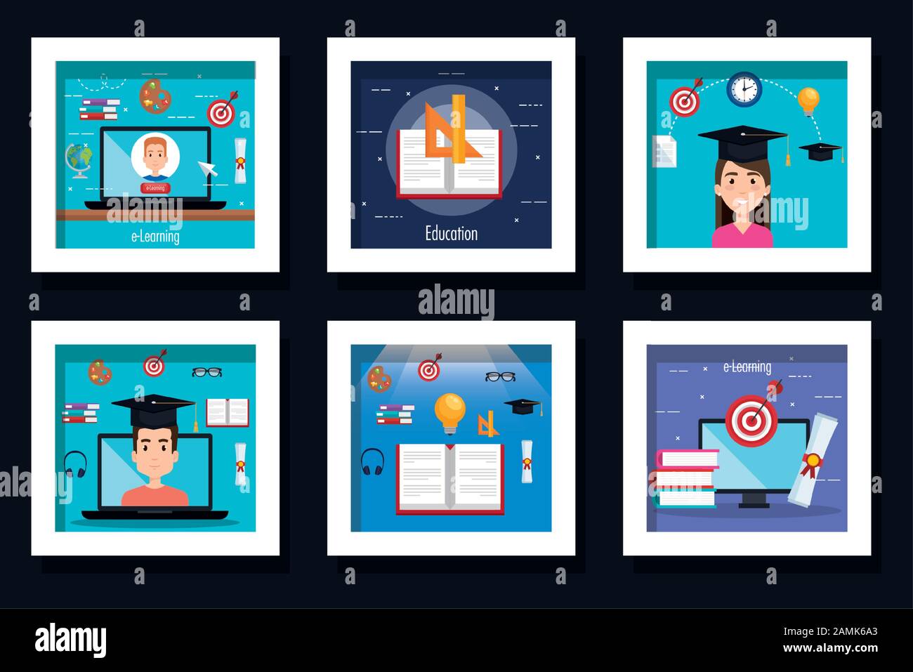 bundle of designs of education online with icons Stock Vector Image ...