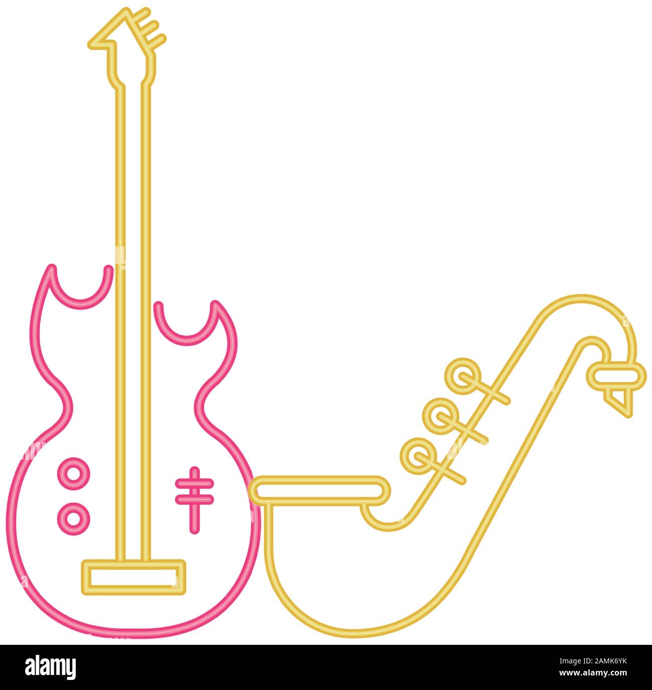 saxophone and electric guitar musical instruments Stock Vector Image