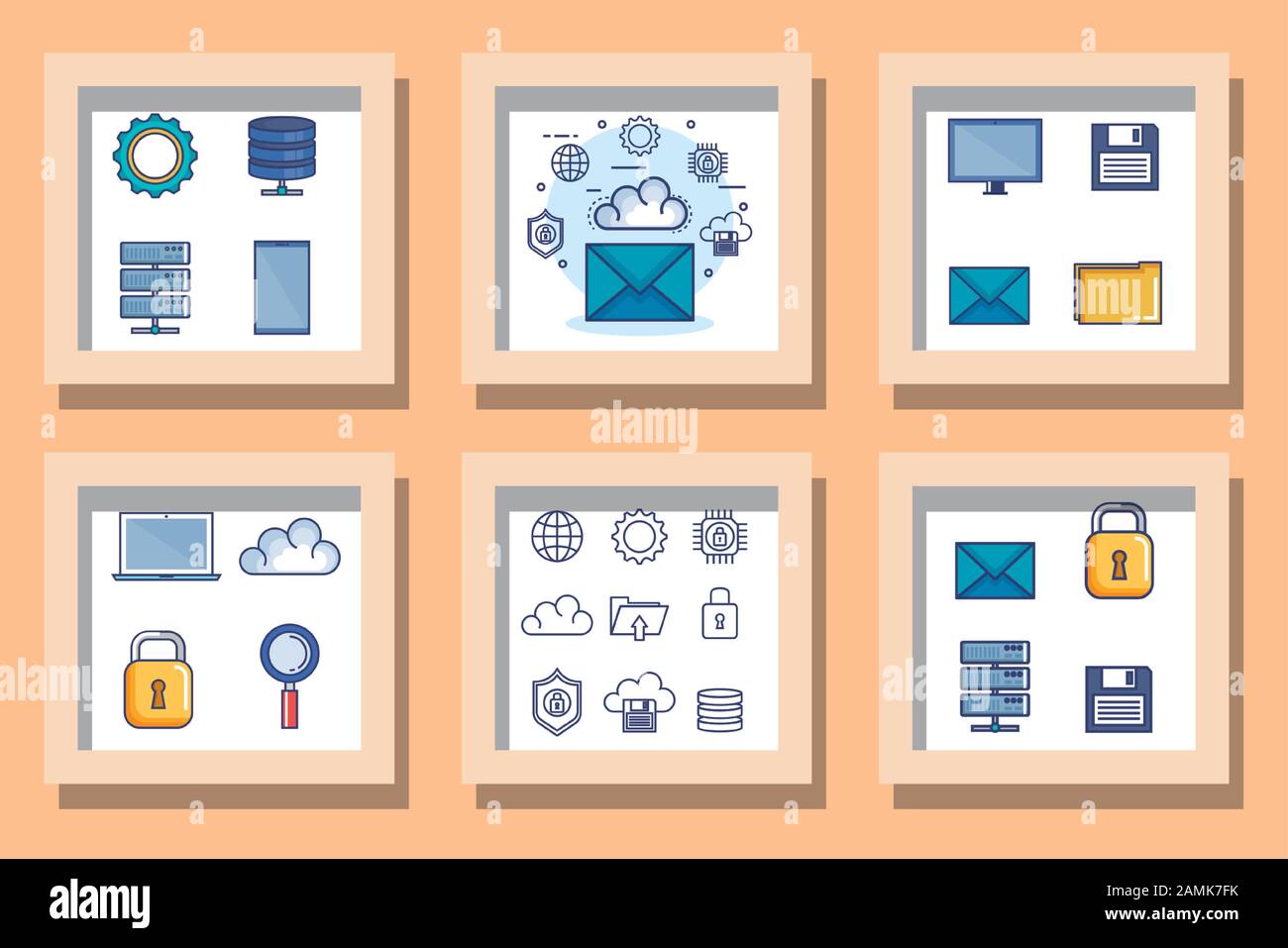 bundle designs set of data center and icons Stock Vector Image & Art ...