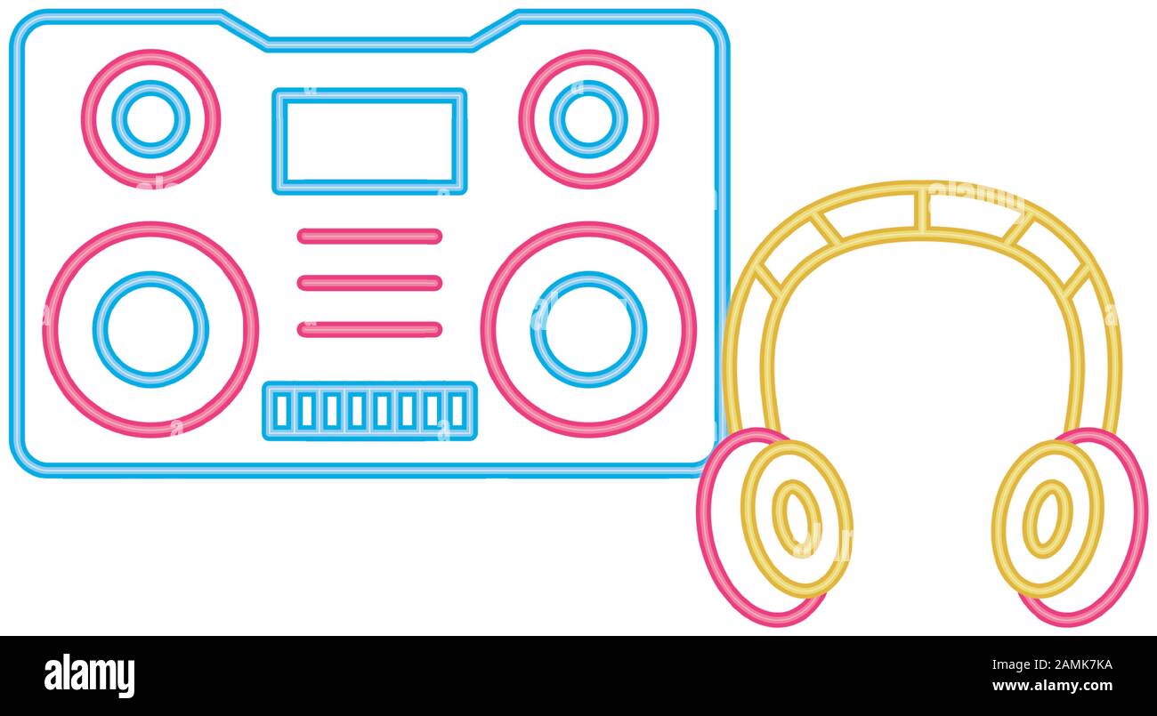 earphones audio with radio player Stock Vector Image & Art - Alamy