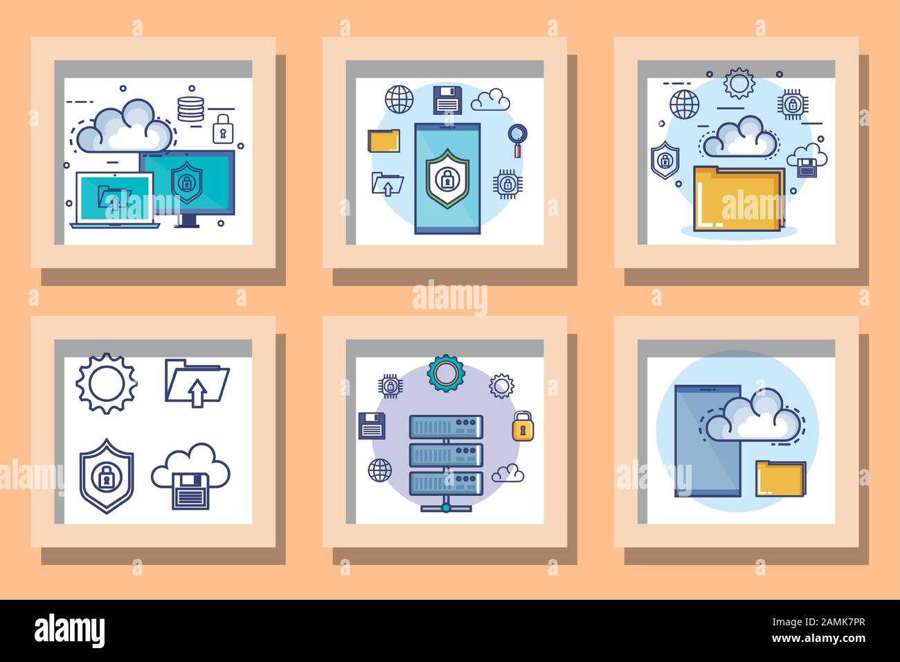 bundle designs set of data center and icons Stock Vector Image & Art ...