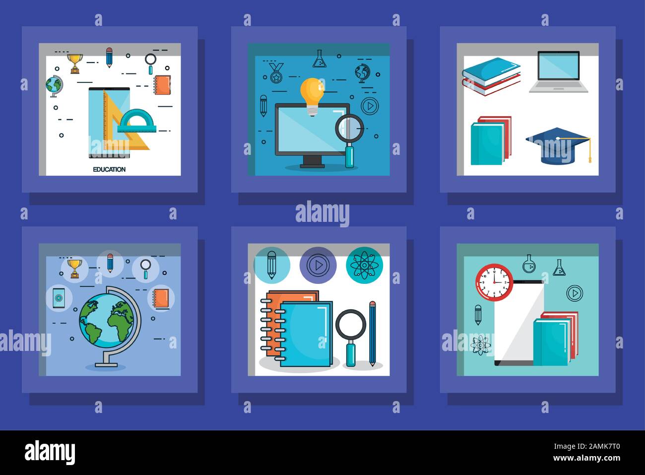 bundle designs of education online and icons Stock Vector Image & Art ...