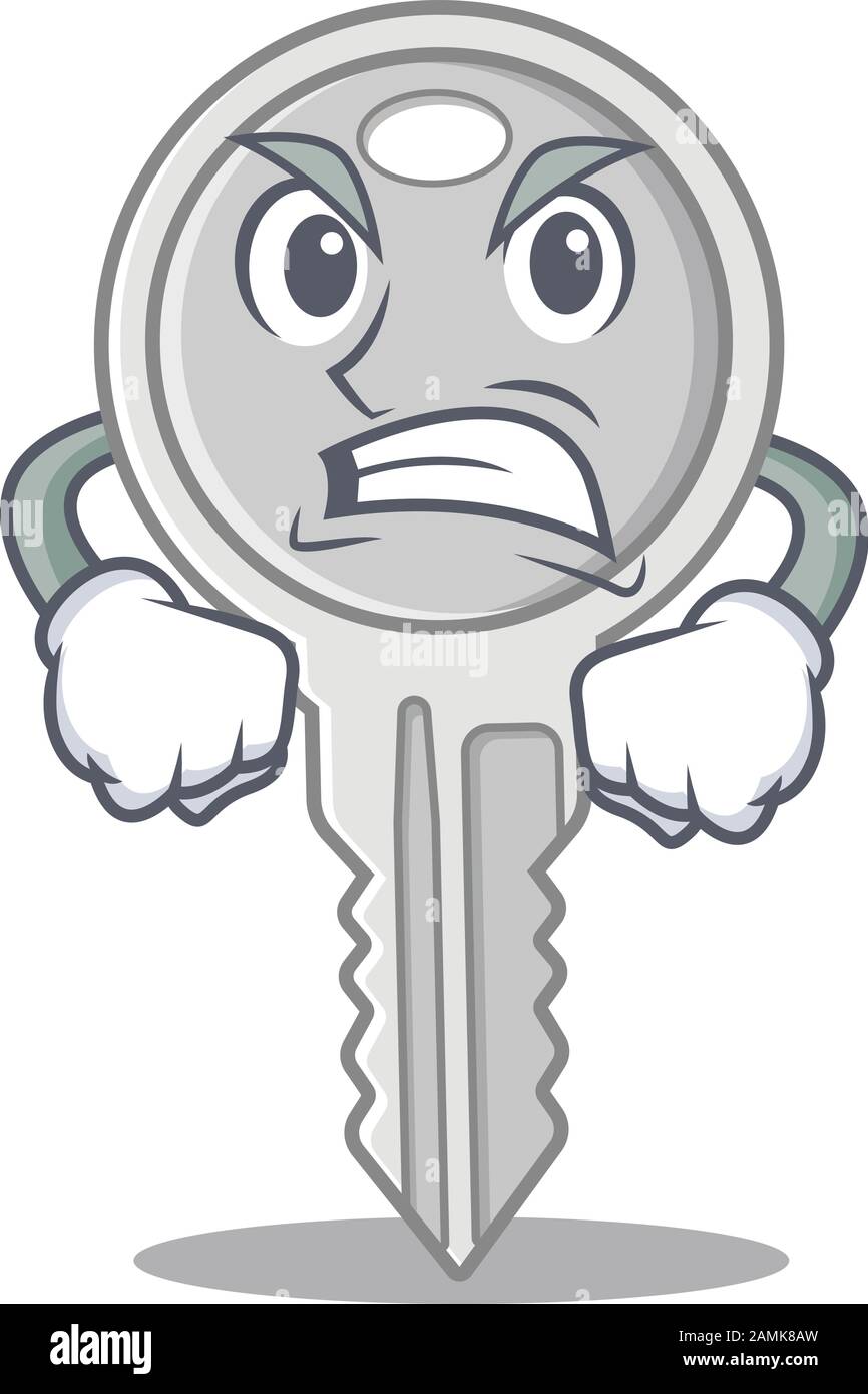 Key cartoon character design having angry face Stock Vector