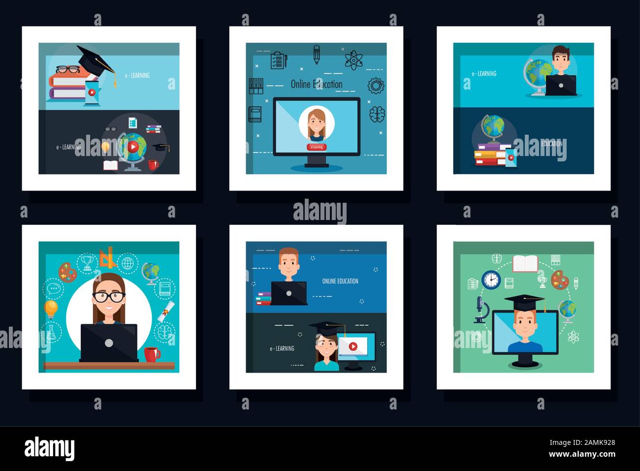 bundle of designs of education online with icons Stock Vector Image ...