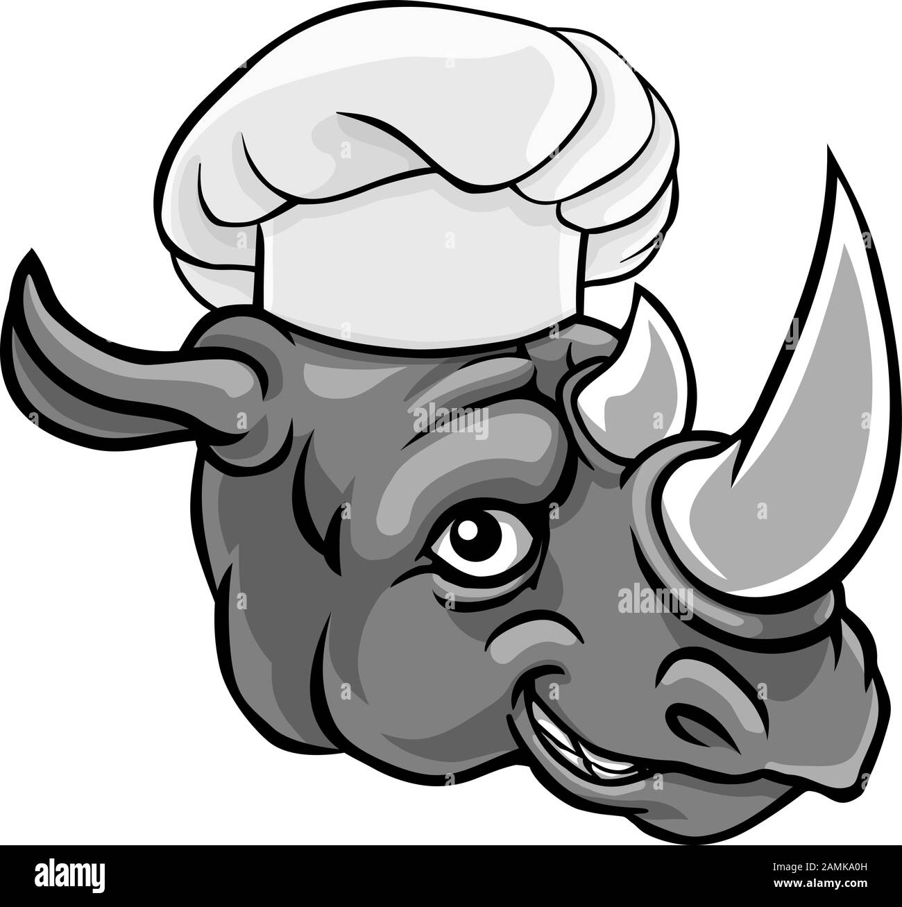 Rhino Chef Mascot Cartoon Character Stock Vector