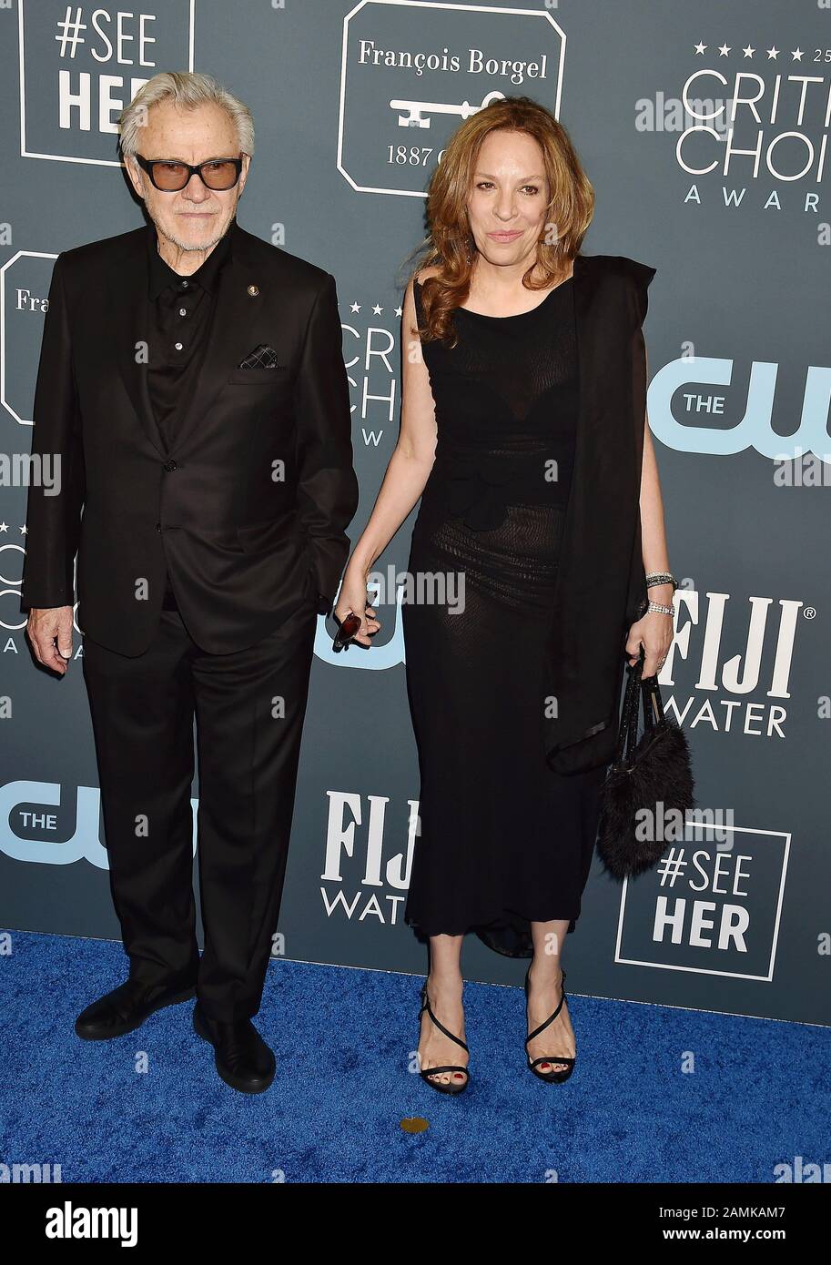 SANTA MONICA, CA - JANUARY 12: Harvey Keitel (L) and Daphna Kastner
