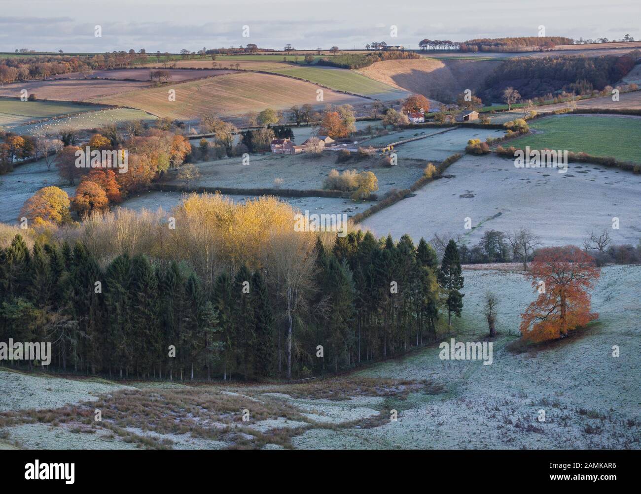 Painsthorpe Village Yorkshire Wolds Frost Stock Photo