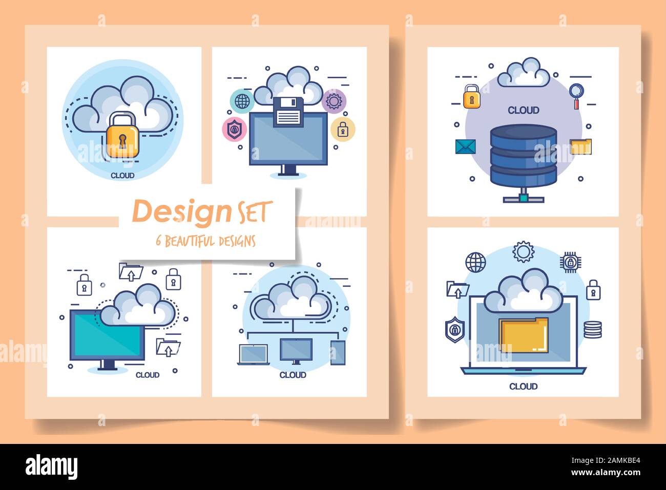 six designs of data center and icons Stock Vector Image & Art - Alamy