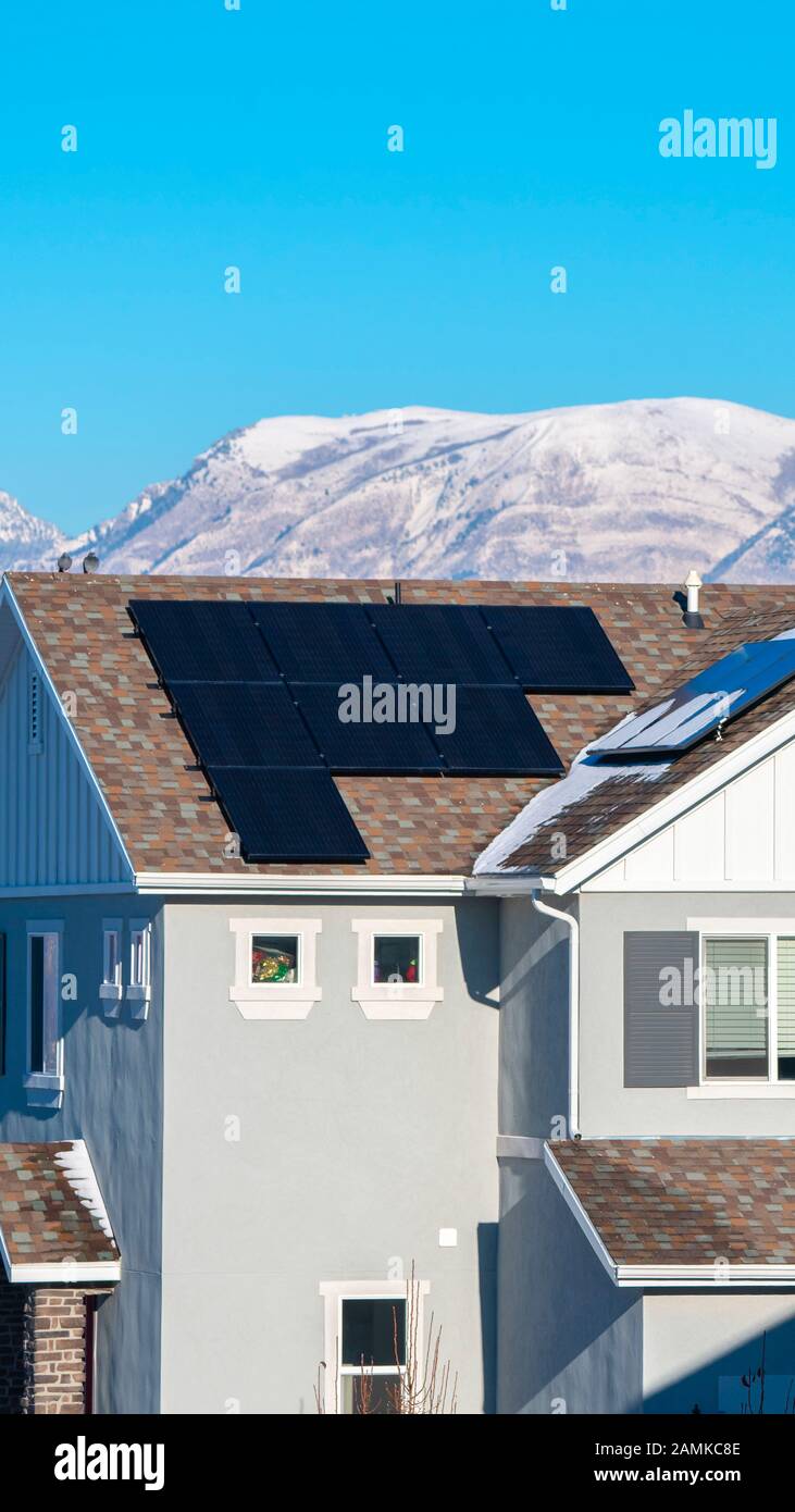 Vertical frame Row of houses in a housing estate in Utah Valley Stock ...