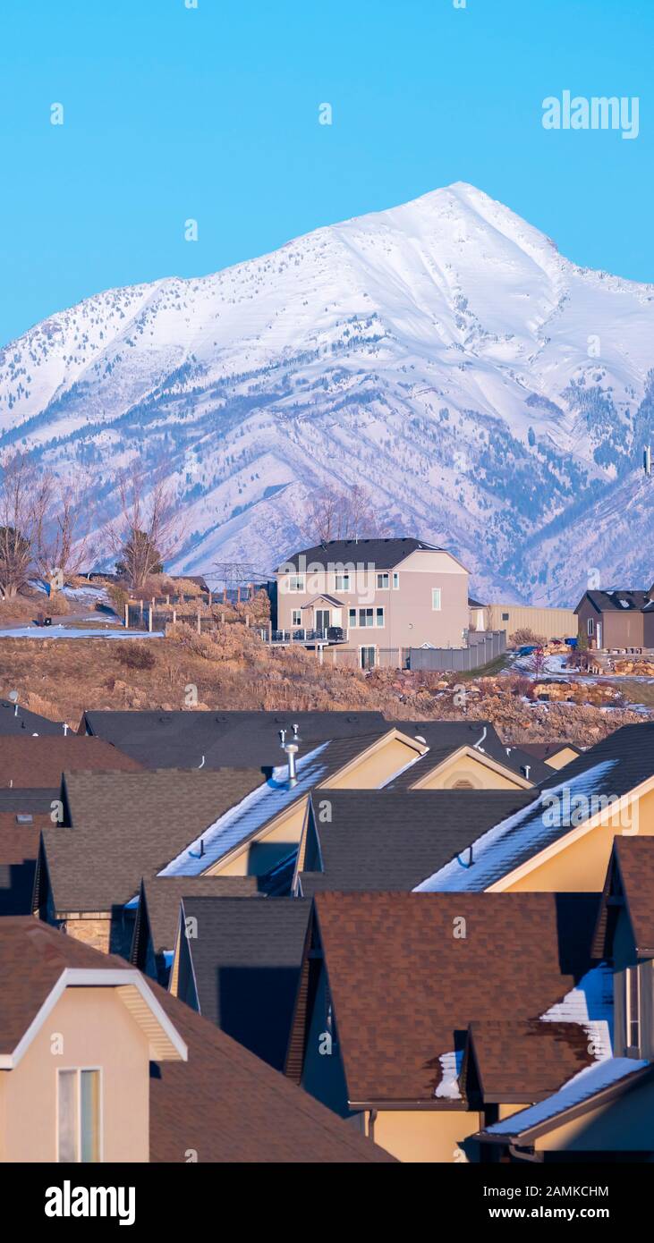 View of Vertical Rooftops of a housing estate in Utah Valley USA Stock Photo ...