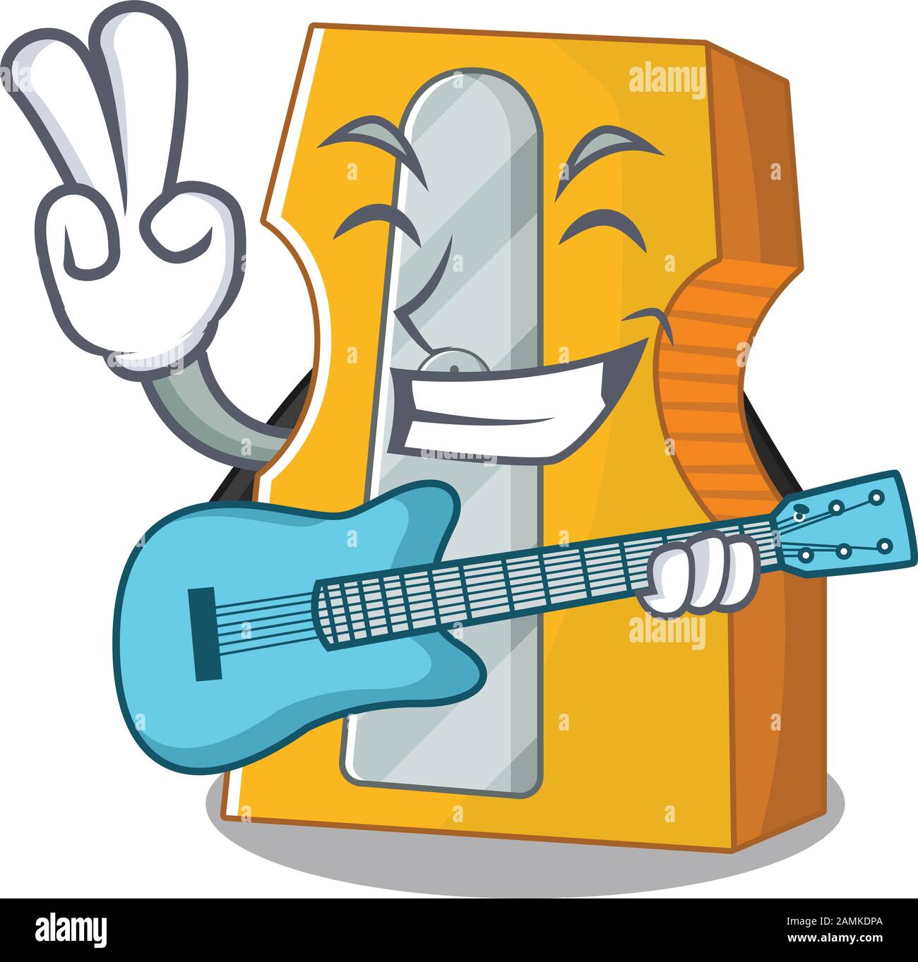 A mascot of pencil sharpener performance with guitar Stock Vector Image ...