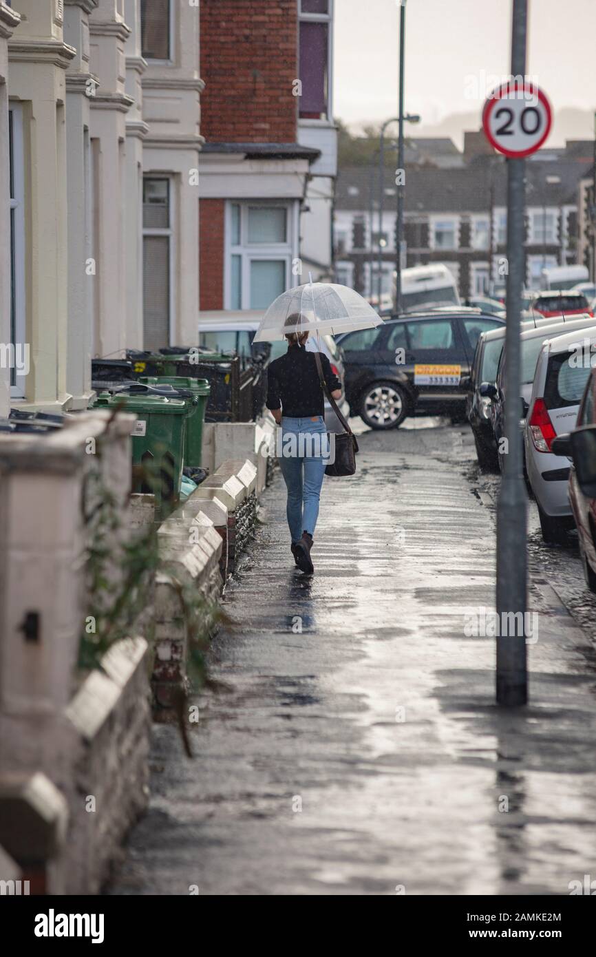 Rainy Weather in the Welsh Capital of Cardiff, UK Stock Photo Alamy
