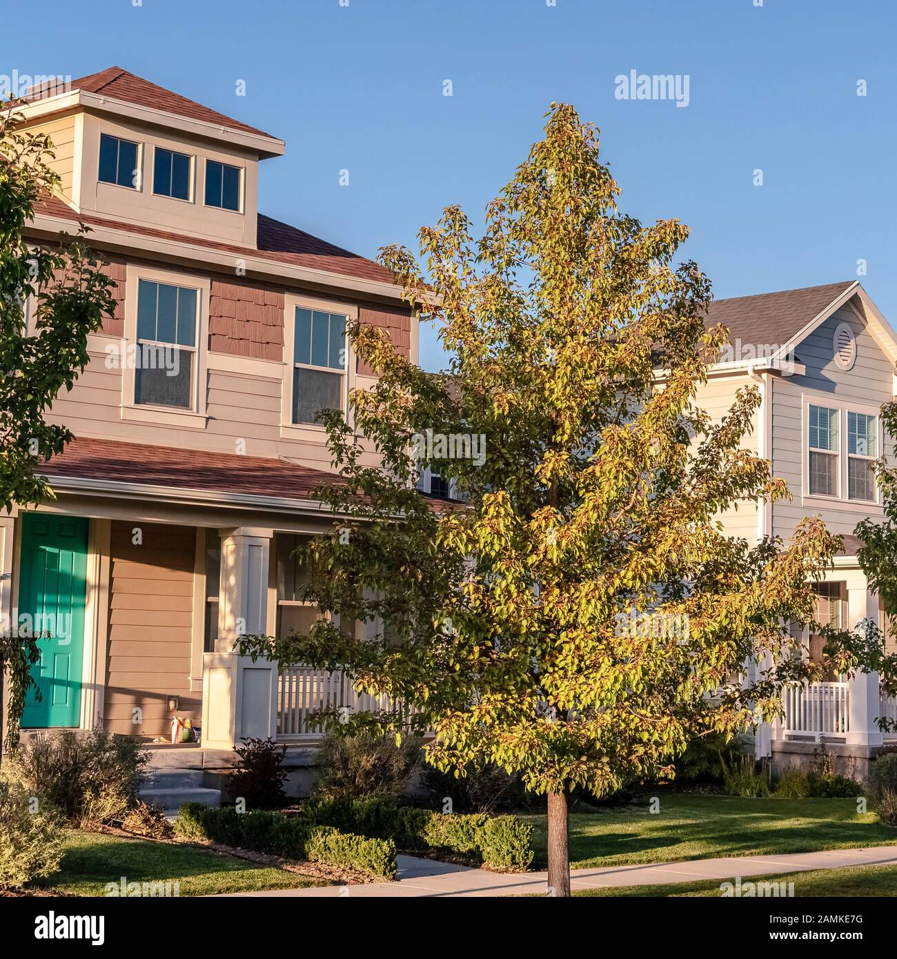Square frame Row of houses on an urban street Stock Photo - Alamy
