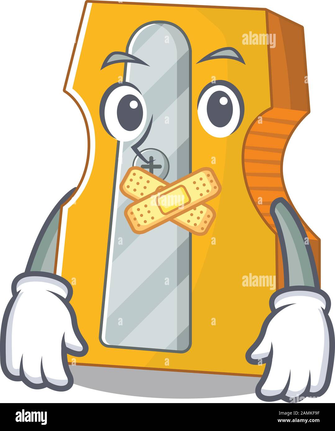 a silent gesture of pencil sharpener mascot cartoon character design ...